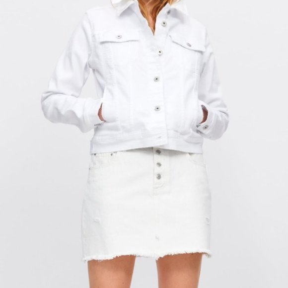 Zara White Denim Mini Skirt Button Fly XS - Picture 8 of 8